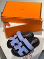 Шлепки Hermès женский замша фиолетовый 107332-3