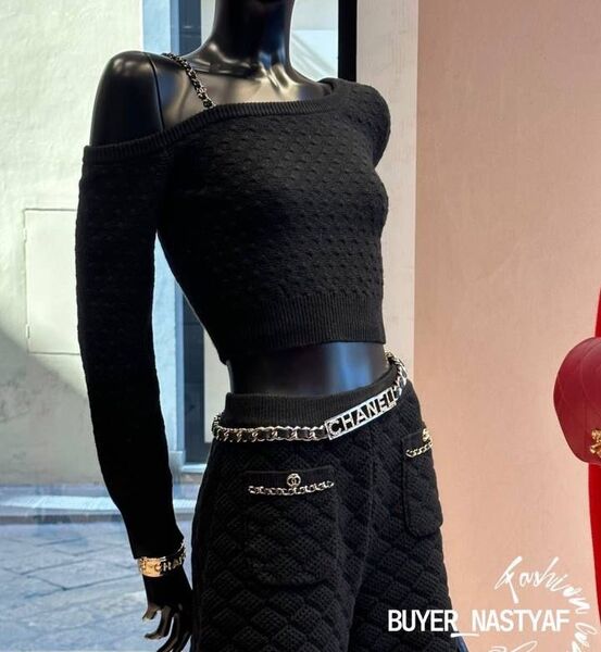 Джемпер Chanel женский вязаная ткань черный 125808