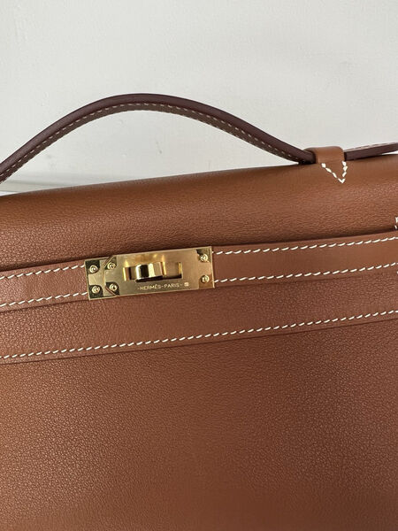 Сумка Hermèskelly 20 Pochette женский кожа бежевый 138059-4