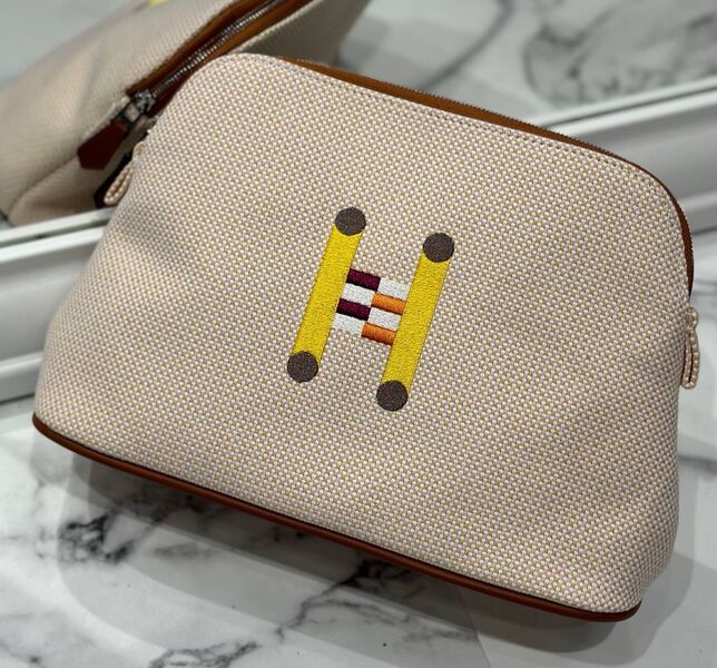 Косметичка Hermès женский текстиль бежевый 186113