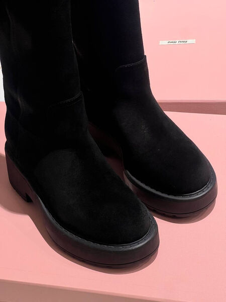 Сапоги Miu Miu женский замша черный 163326-2