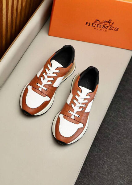 Мужские кроссовки Hermès мужской кожа белый 140300-3