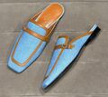 Мюли Hermès женский текстиль бирюзовый 117111