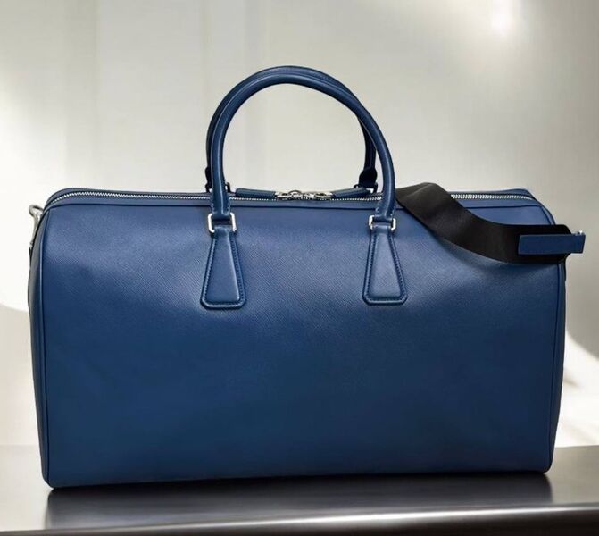Дорожная сумка Prada мужской кожа синий 167106
