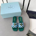 Шлепки Prada женский текстиль болотный 109269-2