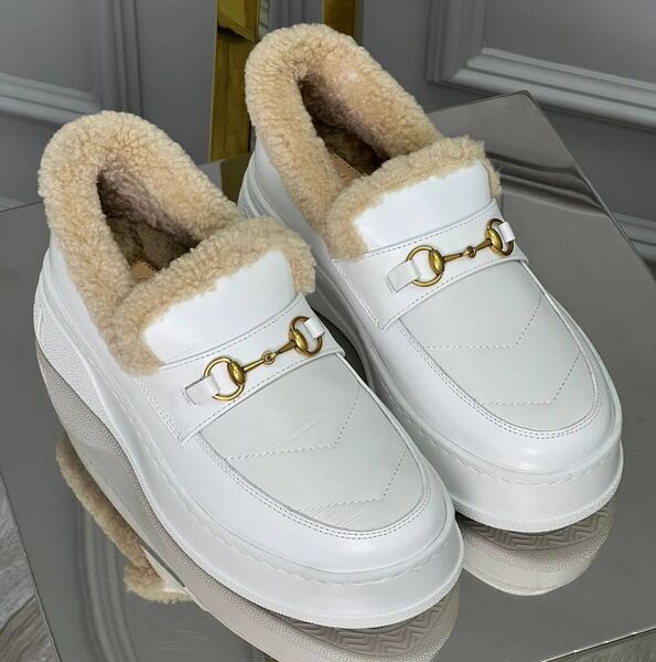 Лоферы Gucci женский кожа белый 134809