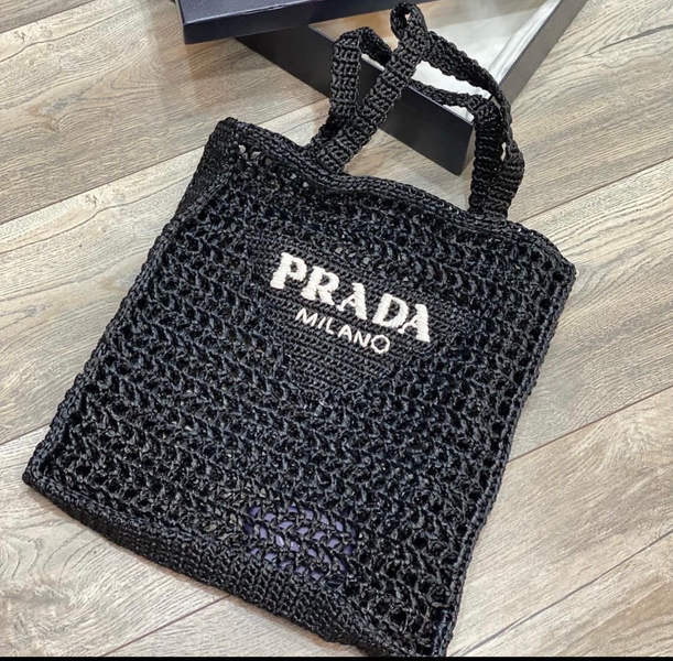 Сумка Prada женский вязаная ткань черный 77211