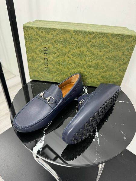 Мужские мокасины Gucci мужской кожа синий 195746-2