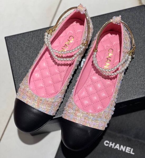 Балетки Chanel женский кожа розовый 119285
