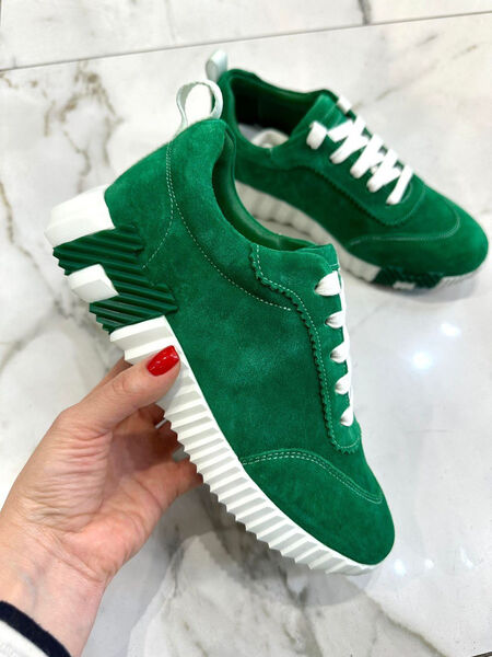 Кроссовки Hermès женский замша болотный 104780-2