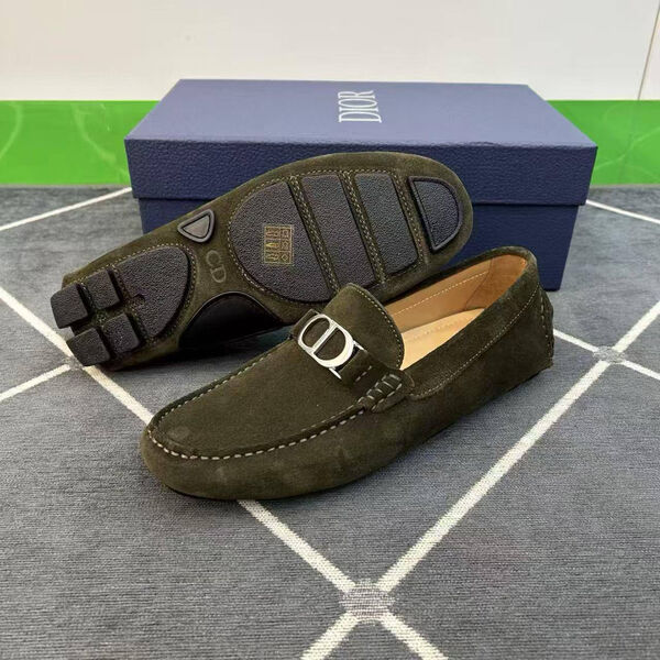 Мужские мокасины Christian Dior мужской замша болотный 190499-4
