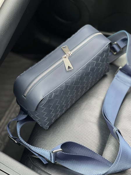 Мужская сумка мессенджер Bottega Veneta мужской кожа синий 42927-6