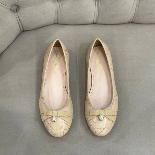 Балетки Christian Dior женский кожа бежевый 137093-2