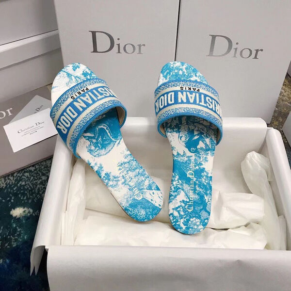 Шлепки Christian Dior женский текстиль бирюзовый 88230-3