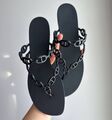 Шлепки Hermès женский черный,серебристый 191305