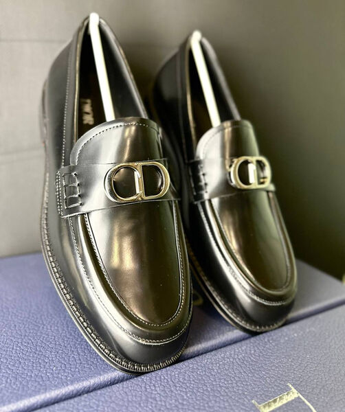 Мужские лоферы Christian Dior мужской кожа черный 145401-6