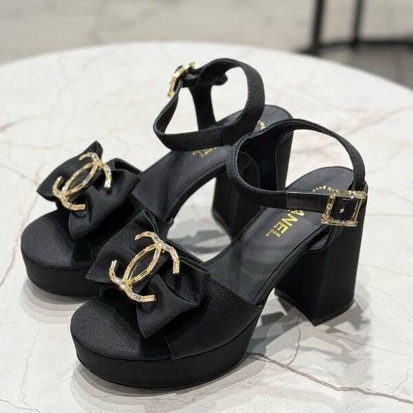 Босоножки Chanel женский текстиль черный 180460-2