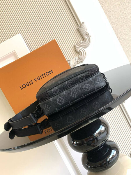Мужская сумка мессенджер Louis Vuitton мужской кожа черный 200796-4