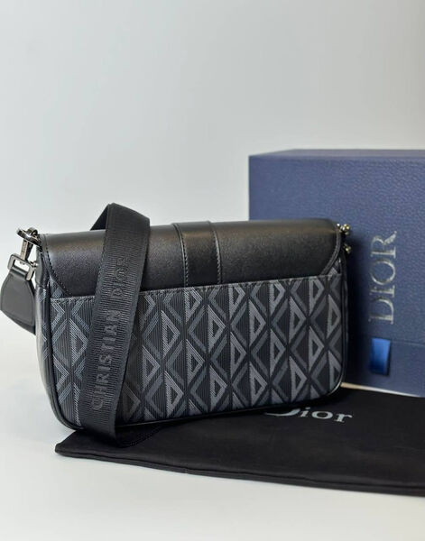 Мужская сумка мессенджер Christian Dior мужской кожа swift черный,белый 133563-2