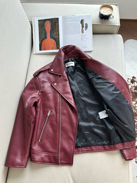 Куртка Saint Laurent женский кожа бордовый 183524-3