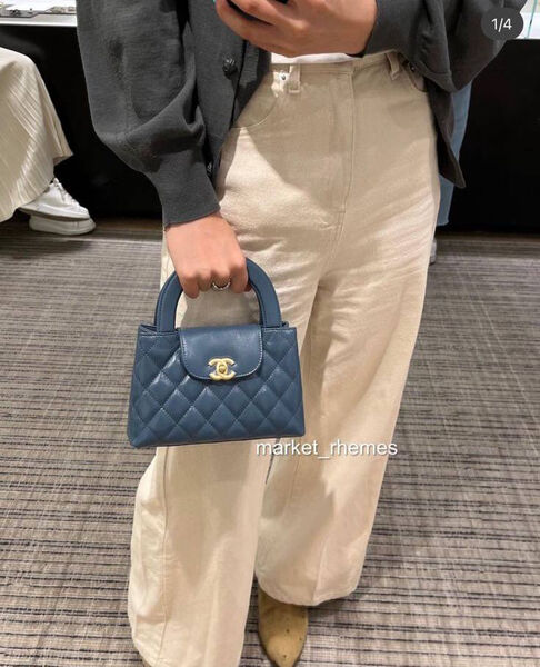 Сумка Chanel Shopping Mini женский кожа синий 127542-2