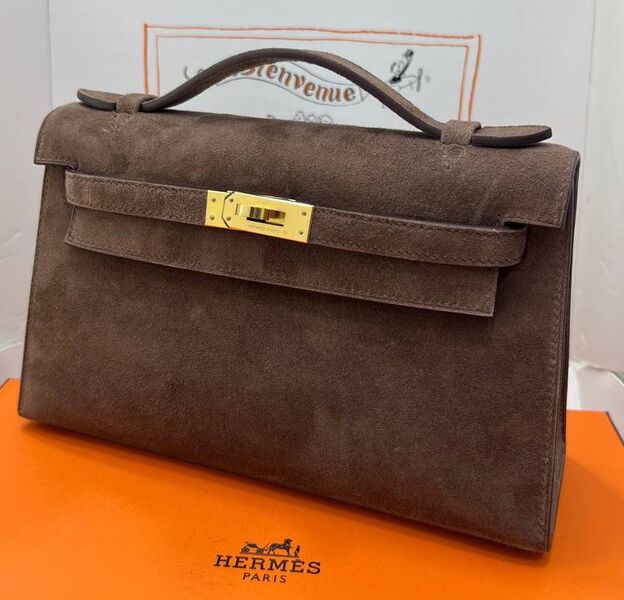 Сумка Hermèskelly Pochette женский замша 155747