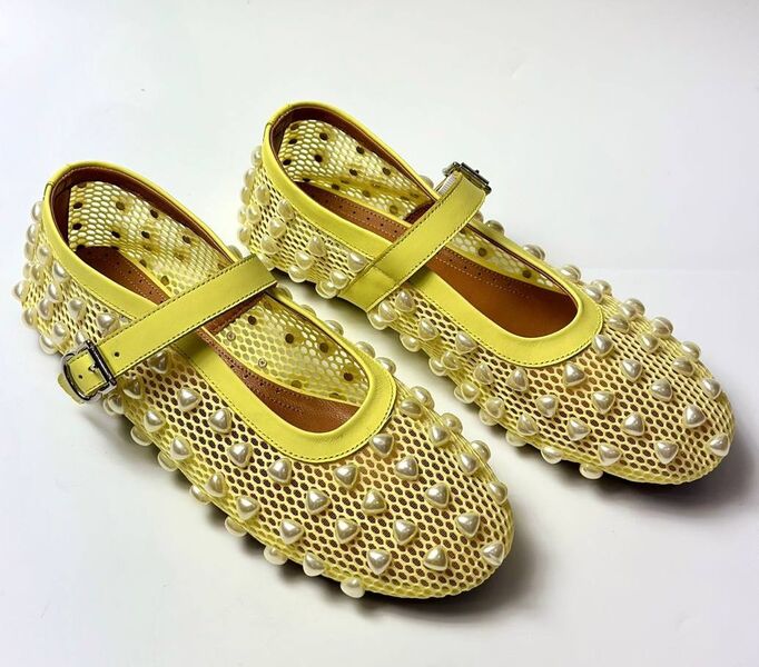 Балетки Alaïa женский сетка горчичный 154080