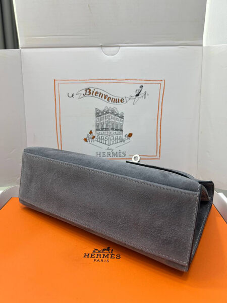 Сумка Hermèskelly Pochette женский замша графитовый 155749-6
