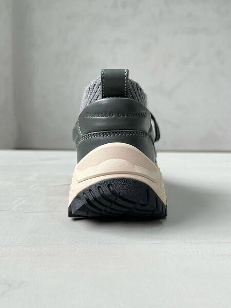 Кроссовки Brunello Cucinelli женский кожа графитовый 163044-2