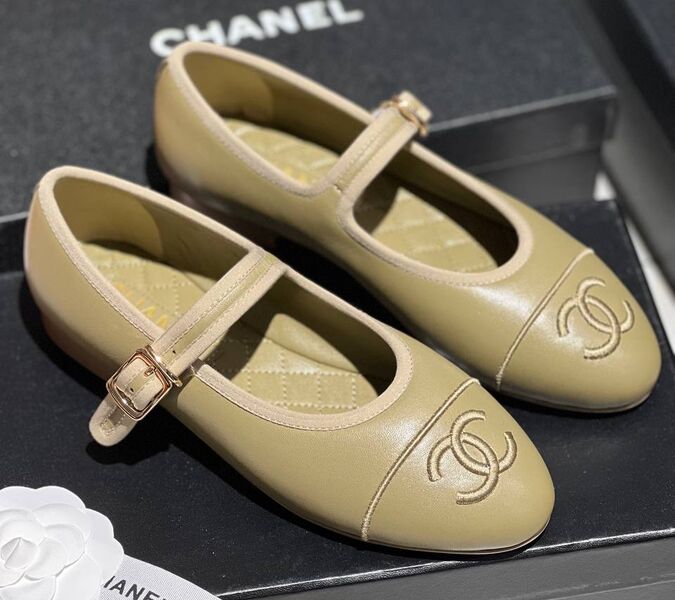 Балетки Chanel женский кожа бежевый 147770