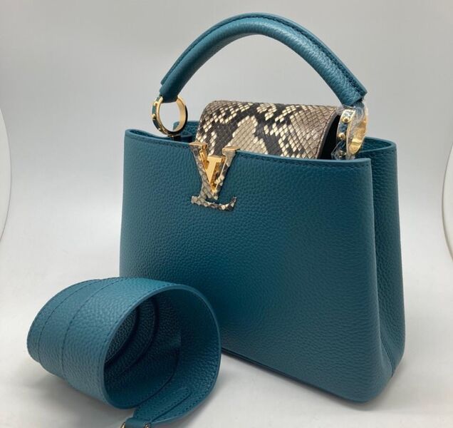 Сумка Louis Vuitton Capucines женский кожа бирюзовый 118653