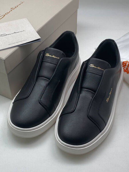Мужские кеды Santoni мужской кожа черный 161437-3