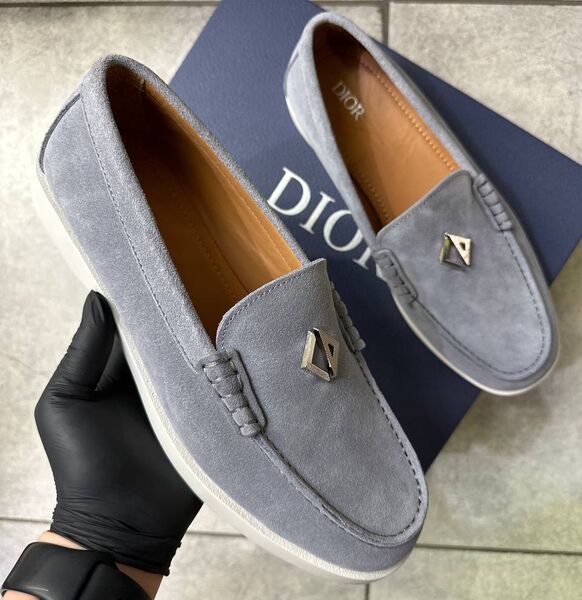 Мужские лоферы Christian Dior мужской замша графитовый 145457