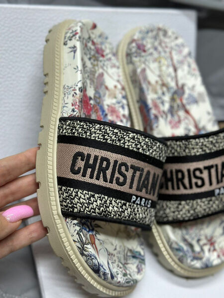 Шлепки Christian Dior женский текстиль черный 111887-3