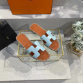 Шлепки Hermès женский кожа бирюзовый 89652-8