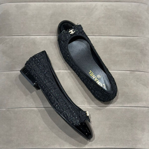 Балетки Chanel женский кожа черный 112288-3