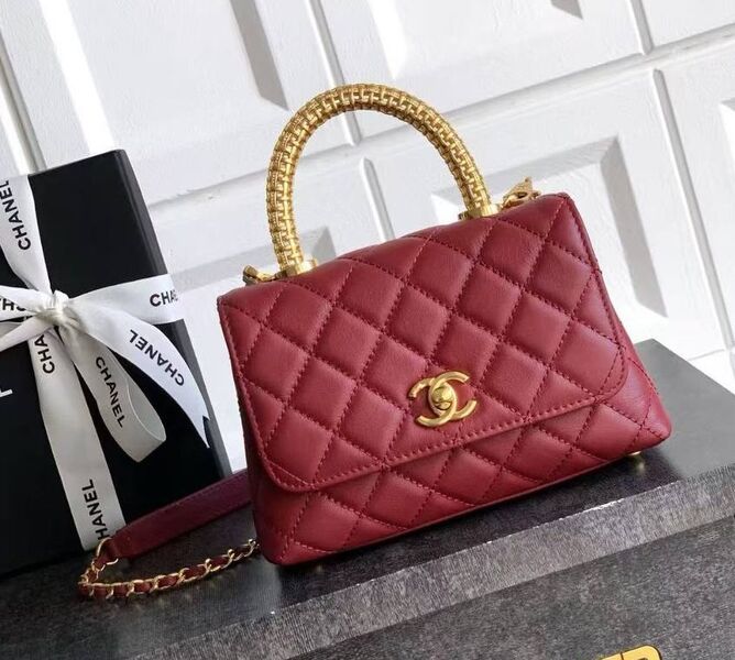 Сумка Chanel женский кожа бордовый 198059
