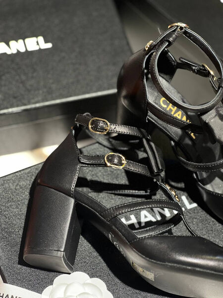 Туфли Chanel женский кожа черный 149141-3