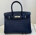 Сумка Hermès Birkin 30 женский кожа синий 162986-1