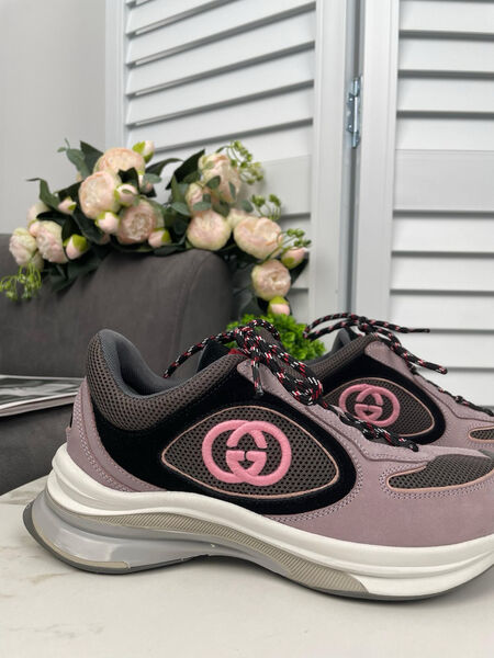 Кроссовки Gucci женский замша черный 138962-2