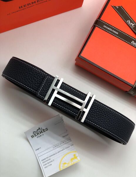 Мужской ремень Hermès мужской кожа черный 52486-2