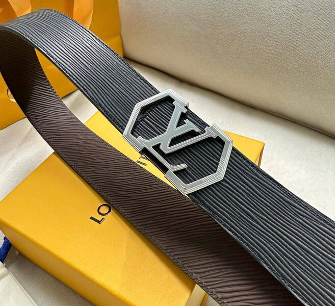 Мужской ремень двухсторонний Louis Vuitton мужской кожа черный 135958