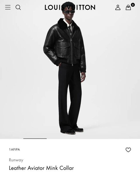 Мужская куртка Louis Vuitton мужской кожа черный 166717-4