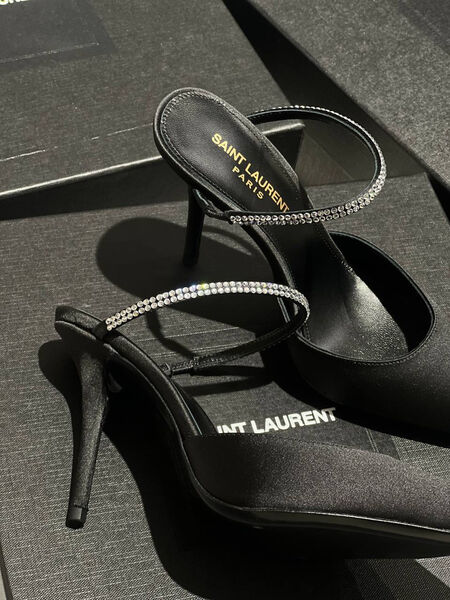 Туфли Saint Laurent женский сатин черный,коричневый 171446
