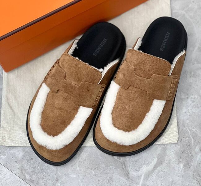 Сабо Hermès женский замша бежевый 202337