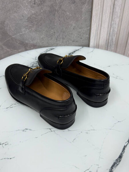 Мужские лоферы Gucci мужской кожа черный 185675-4
