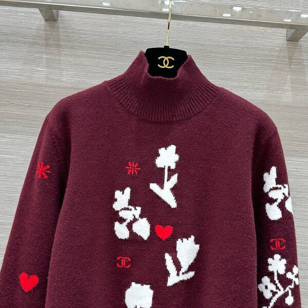 Свитер Chanel женский вязаная ткань бордовый 169583-3