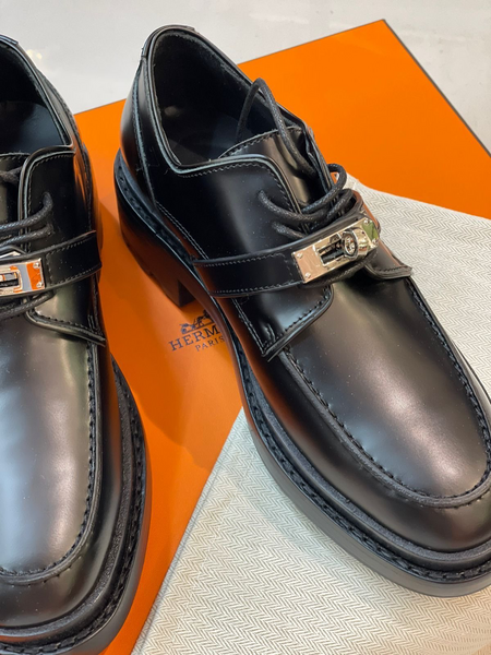 Дерби Hermès женский кожа черный 16349-8