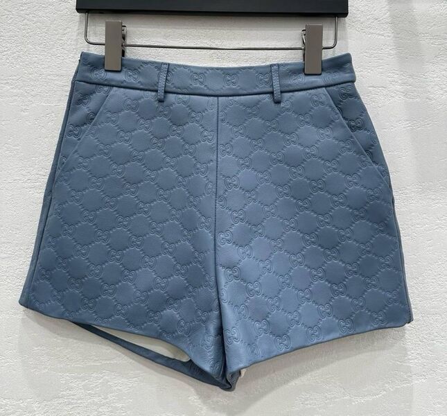 Шорты Gucci женский кожа бирюзовый 179230