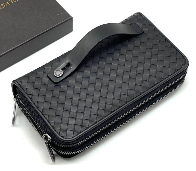 Мужской кошелек Bottega Veneta мужской кожа черный 152788